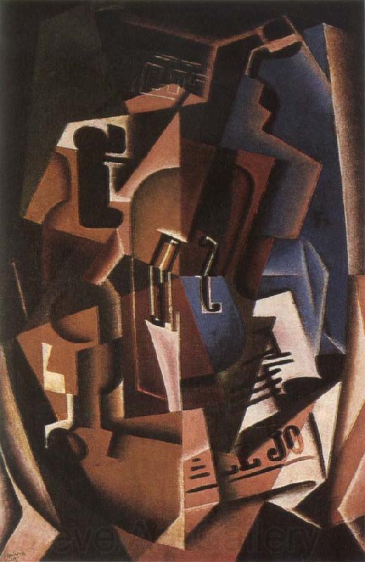 Juan Gris Still life fiddle and newspaper Norge oil painting art